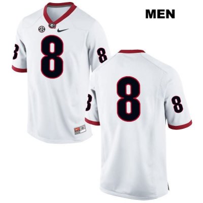 Men's Georgia Bulldogs NCAA #8 Riley Ridley Nike Stitched White Authentic No Name College Football Jersey OQT1654UR